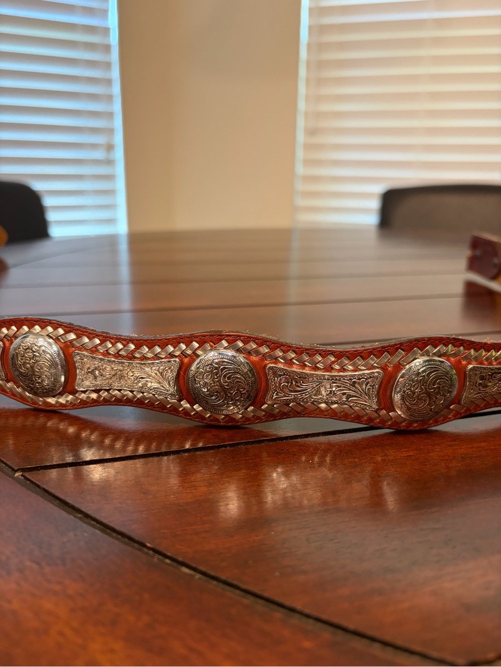 Tony Lama Men’s Western Brown Leather Belt with Silver Conchos Size 36 - Picture 3 of 7